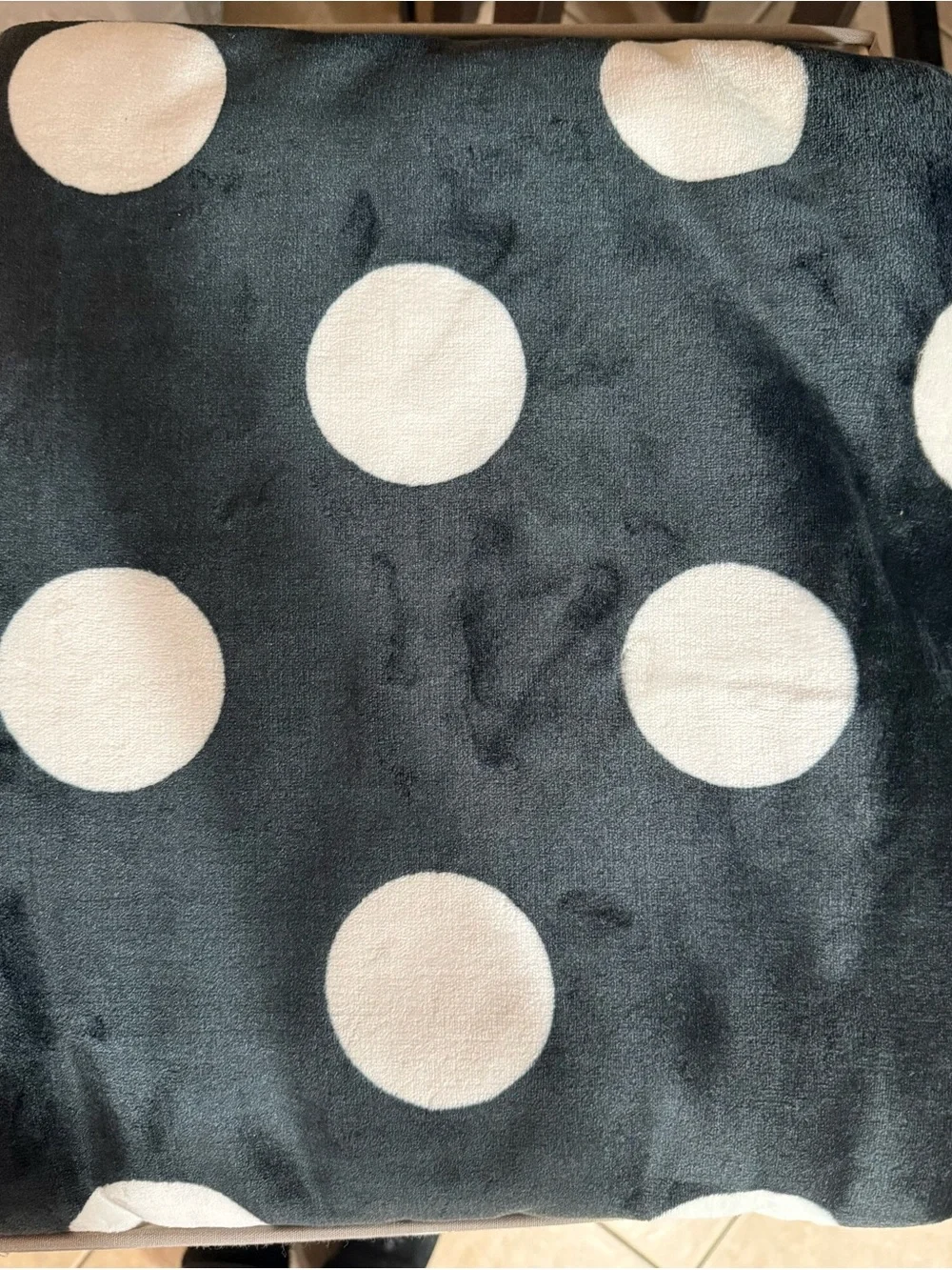 Victoria Secret Pink Black and White Polka Dot Plush Throw Blanket